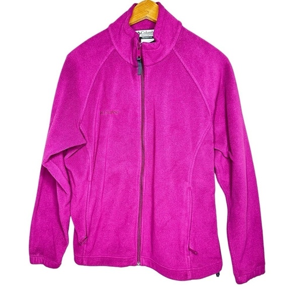 Columbia Sportswear Company Burgundy Fleece Long Sleeve Full Zip Jacket Size L - Picture 1 of 5